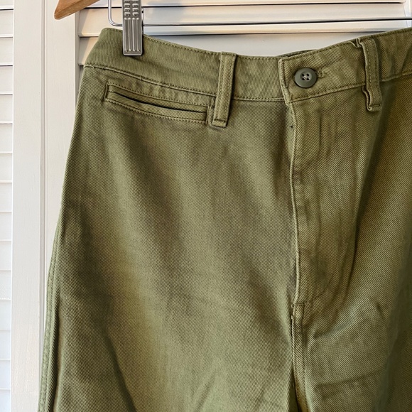 Quince Stretch Cotton Twill Wide-Leg Crop Pant in Olive, Size 29 - Picture 4 of 7